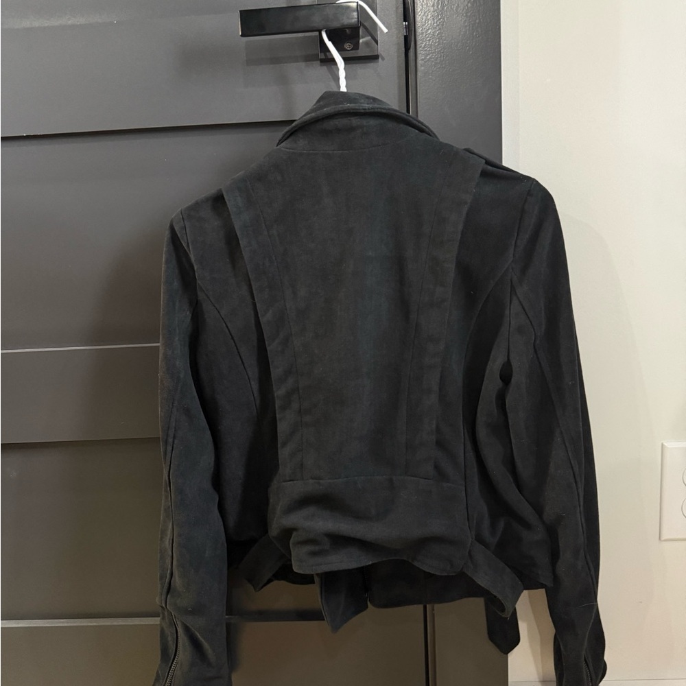 Astr the Label Women’s Moto Jacket Black Faux Suede Small Biker Jacket - Picture 6 of 12